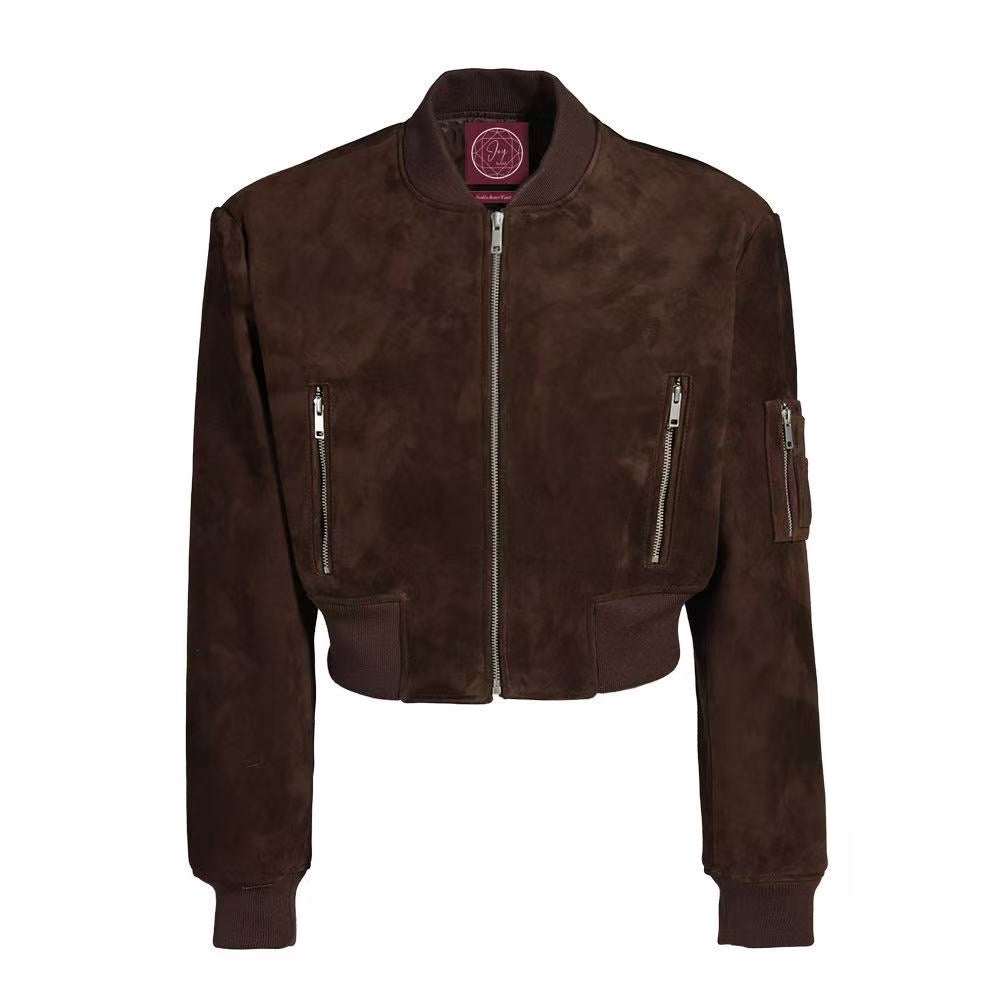 JOY Suede Bomber Dark Brown