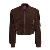 JOY Suede Bomber Dark Brown