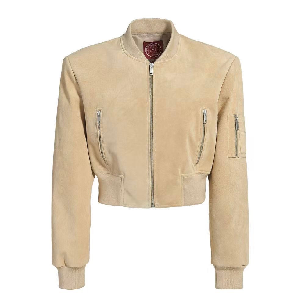 JOY Suede Bomber Light Beige
