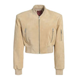 JOY Suede Bomber Light Beige