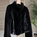 LEONA Mink Fur Coat Black Mink
