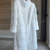 Velvety White Long Mink Fur Coat