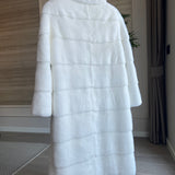 Velvety White Long Mink Fur Coat