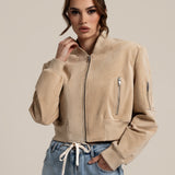 JOY Suede Bomber Light Beige