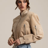 JOY Suede Bomber Light Beige