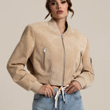 JOY Suede Bomber Light Beige