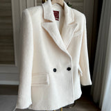 Royal Alpaca Short Blazer-Coat Creamy White
