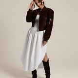 JOY Suede Bomber Dark Brown