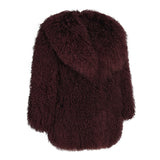 JOY Lamb Fur Long Jacket With Collar