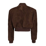 JOY Suede Bomber Dark Brown