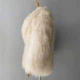 JOY Lamb Fur Long Jacket With Collar