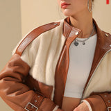 CUBA leather and mink jacket