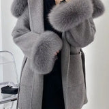 AHUS short wool coat (fur sleeves)