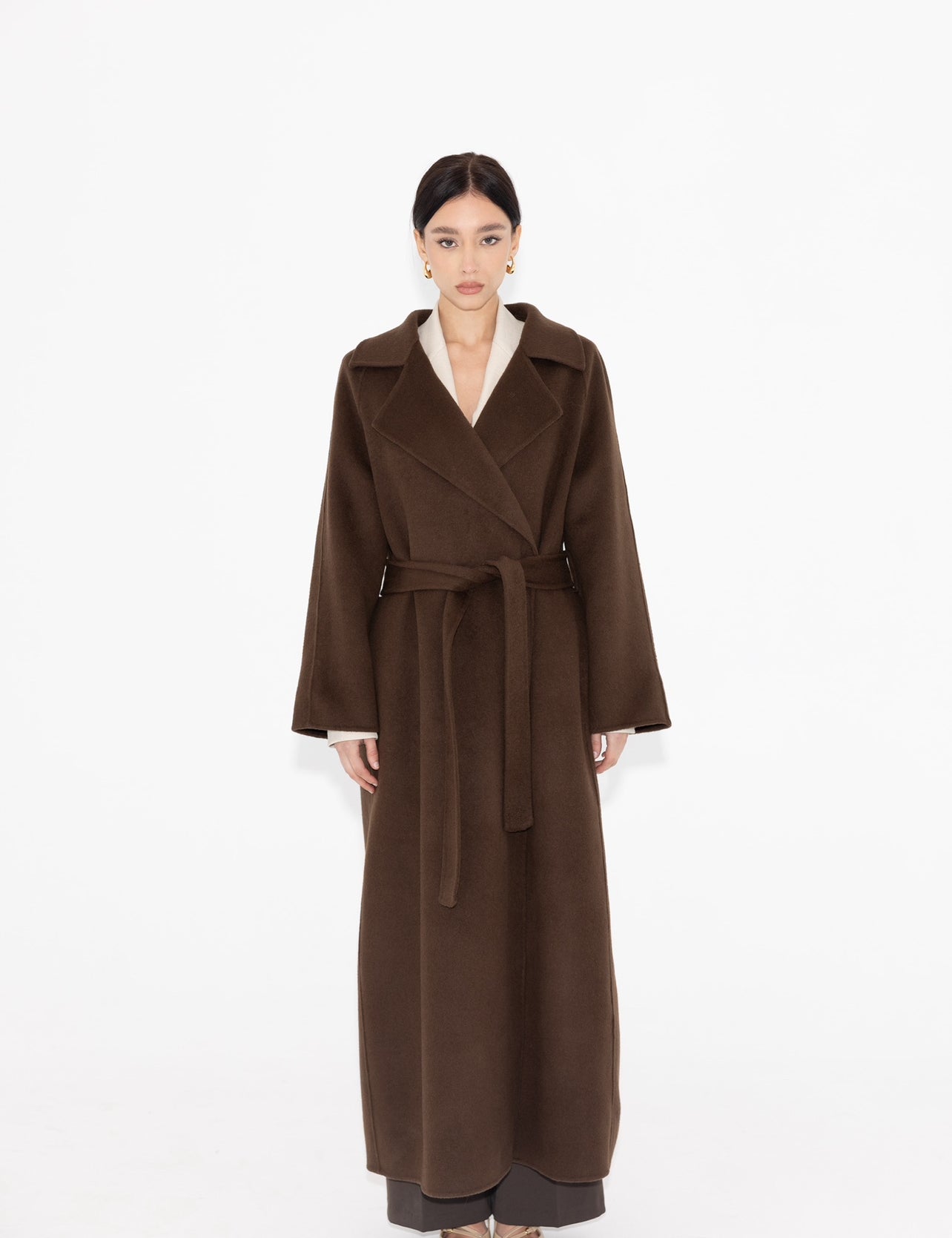 JOY wool and cashmere coat Dark Brown