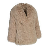 JOY Lamb Fur Long Jacket With Collar