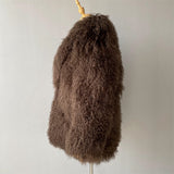 JOY Lamb Fur Long Jacket With Collar