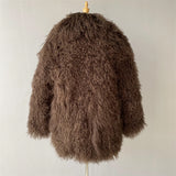 JOY Lamb Fur Long Jacket With Collar