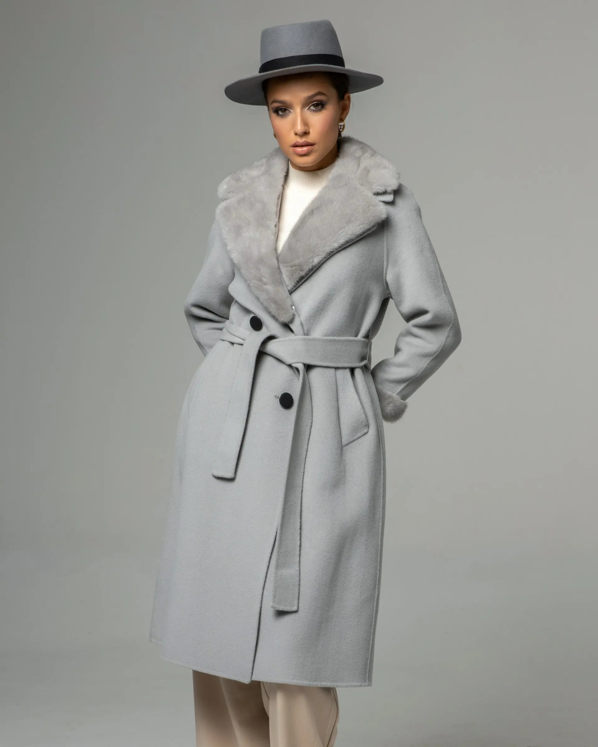 MYLO long mink coat Gray