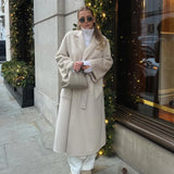 JOY wool and cashmere classic coat Off-White