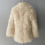 JOY Lamb Fur Long Jacket With Collar